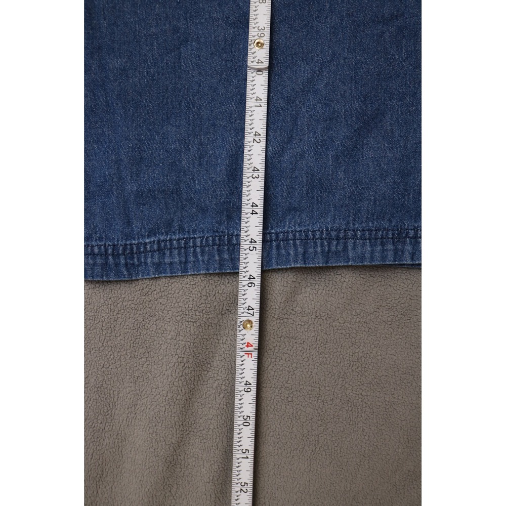 Vintage AMERICAN SWEETHEART Denim Midi Dress Women Large Blue Pocket Buttons 90s - Picture 8 of 15